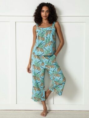 Printfresh Bagheera Back to Bed Cropped Pant Set, Something Blue, size XXS